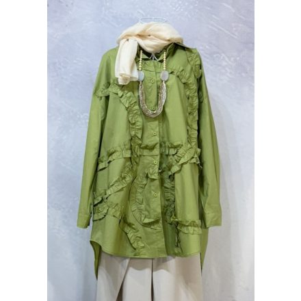 Oversize fodros blúz kivizöld