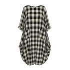 OVER SIZE KOCKÁS WENDY TRENDY RUHA ÉJFEKETE/EKRÜ