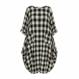 OVER SIZE KOCKÁS WENDY TRENDY RUHA ÉJFEKETE/EKRÜ