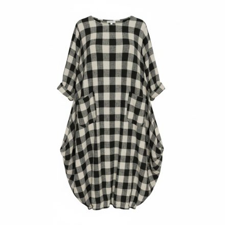 OVER SIZE KOCKÁS WENDY TRENDY RUHA ÉJFEKETE/EKRÜ