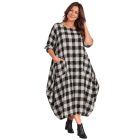 OVER SIZE KOCKÁS WENDY TRENDY RUHA ÉJFEKETE/EKRÜ