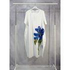 Kék virágos oversize vászonruha cukorfehér