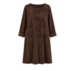 Kordbetétes over size mikrokord ruha csokibarna