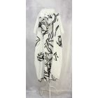 Absztrakt mintás len ruha cukorfehér