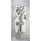 Absztrakt mintás len ruha cukorfehér