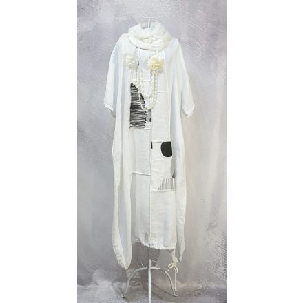 Patchwork over size len ruha cukorfehér