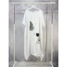 Patchwork over size len ruha cukorfehér