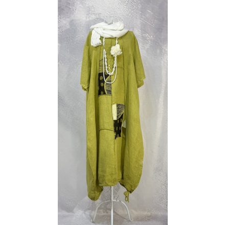 Patchwork over size len ruha mezőzöld